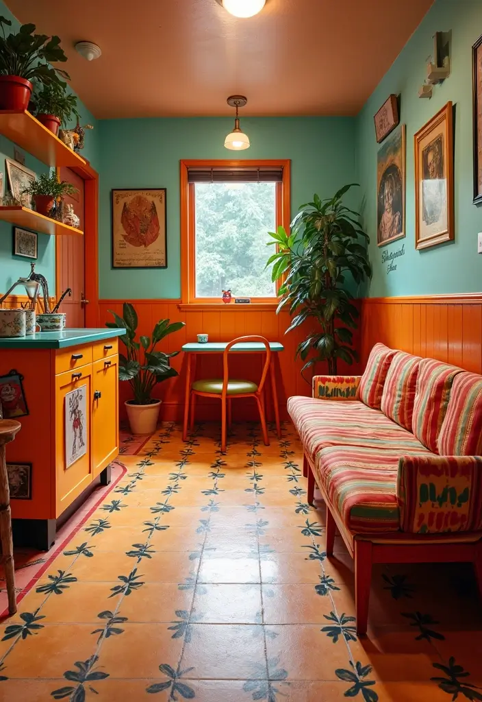 25 Basement Floor Ideas That Turn Dark Spaces Around 16 25 Basement Floor Ideas That Turn Dark Spaces Around - 16. Vibrant Linoleum Flooring