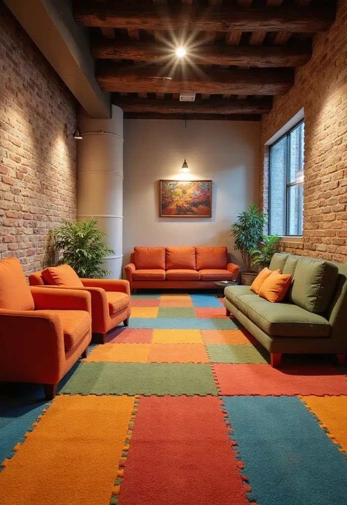 25 Basement Floor Ideas That Turn Dark Spaces Around 2 25 Basement Floor Ideas That Turn Dark Spaces Around - 2. Cozy Carpet Tiles