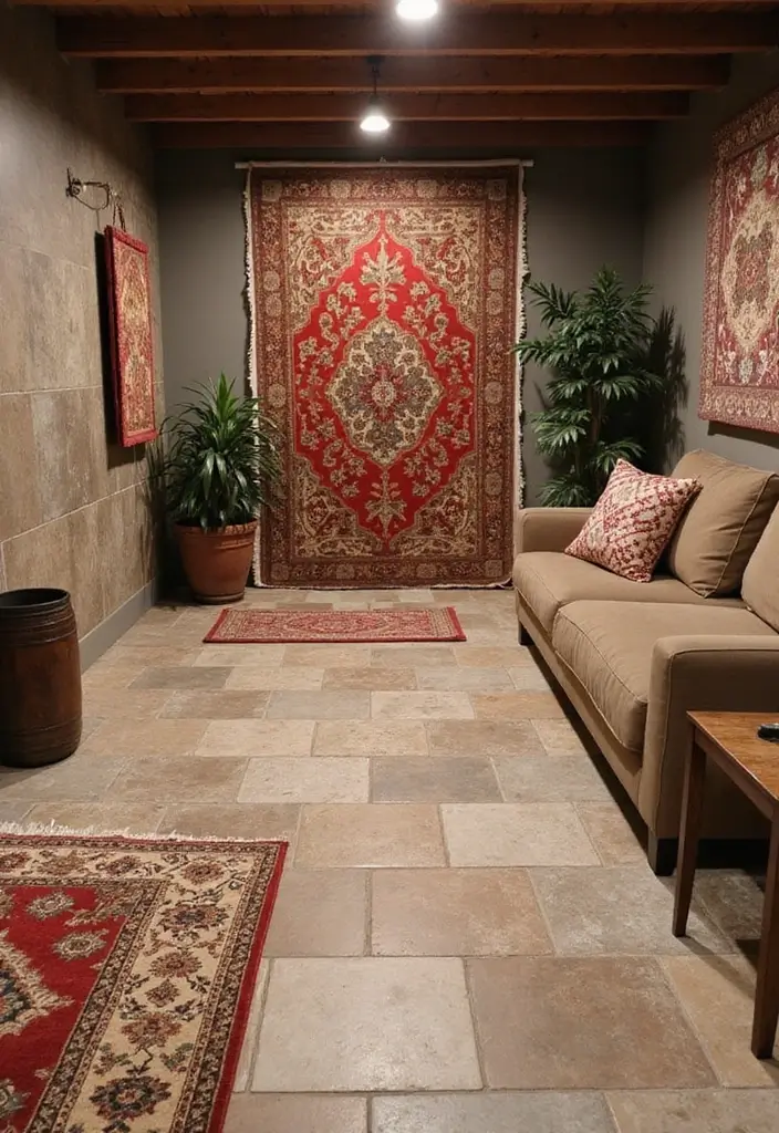 25 Basement Floor Ideas That Turn Dark Spaces Around 22 25 Basement Floor Ideas That Turn Dark Spaces Around - 22. Layered Textures