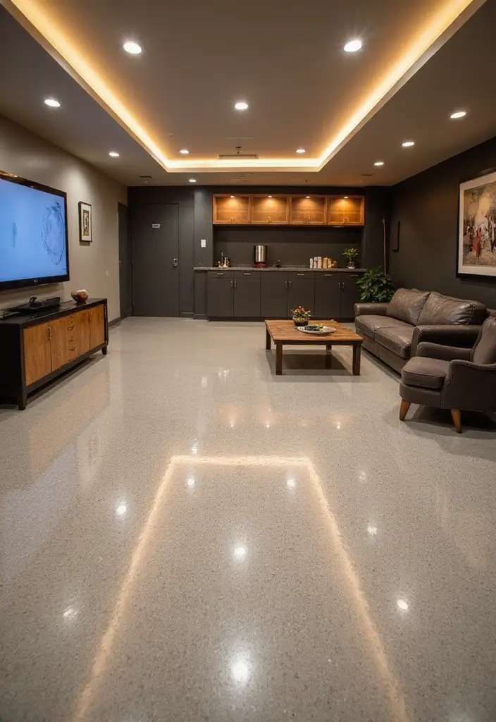 25 Basement Floor Ideas That Turn Dark Spaces Around 3 25 Basement Floor Ideas That Turn Dark Spaces Around - 3. Elegant Epoxy Flooring