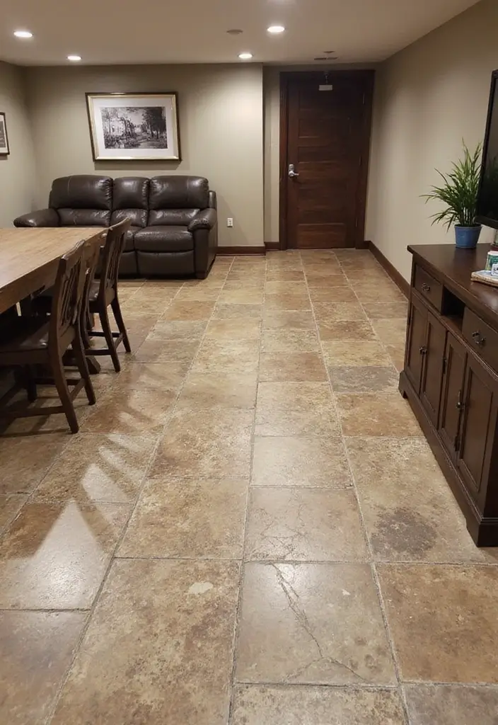 25 Basement Floor Ideas That Turn Dark Spaces Around 8 25 Basement Floor Ideas That Turn Dark Spaces Around - 8. Unique Stamped Concrete