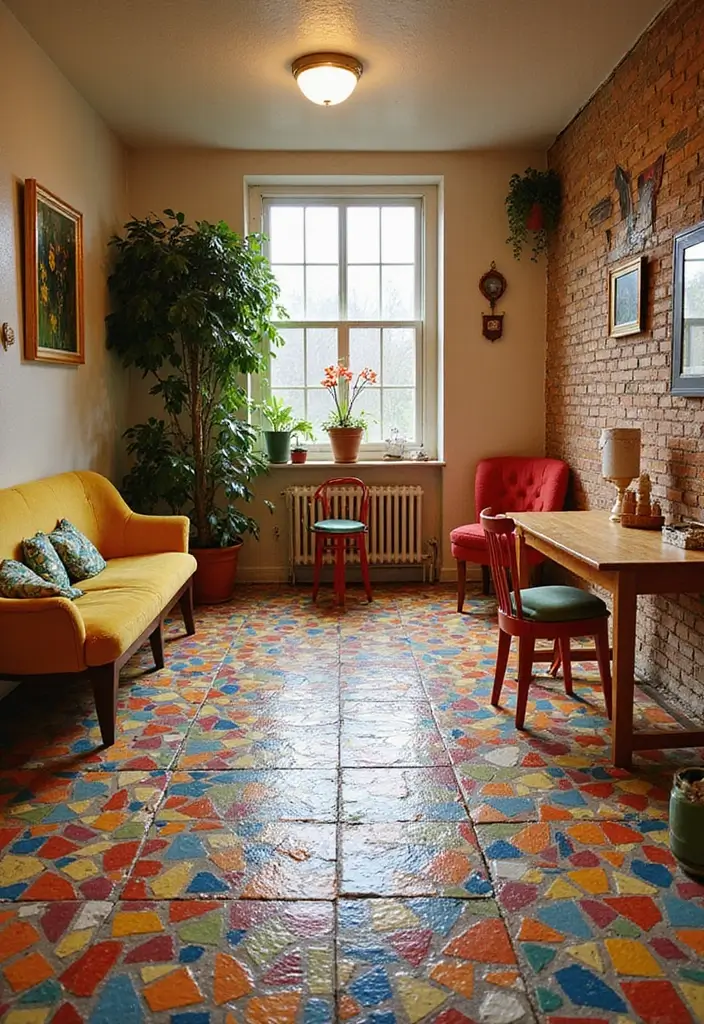 25 Basement Floor Ideas That Turn Dark Spaces Around 9 25 Basement Floor Ideas That Turn Dark Spaces Around - 9. Bright Mosaic Tiles