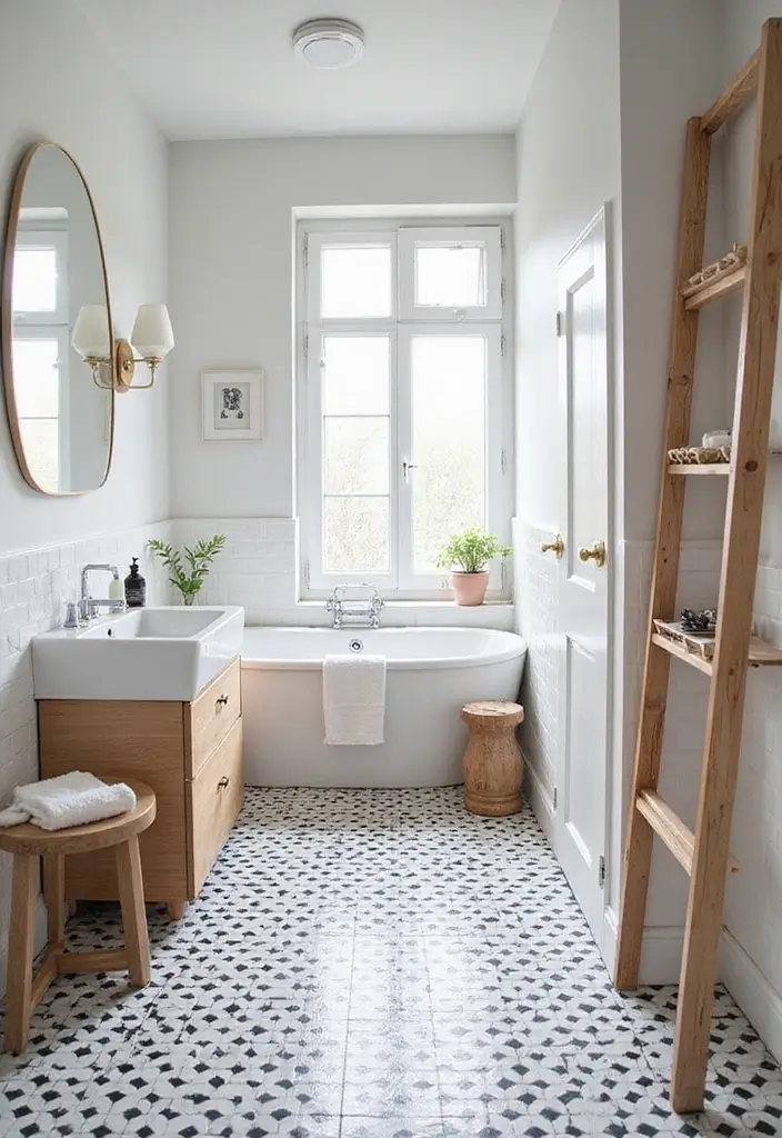 25 Bathrooms with Black & White Tile Floor That Feel Timeless 11 25 Bathrooms with Black & White Tile Floor That Feel Timeless - 11. Scandinavian Simplicity