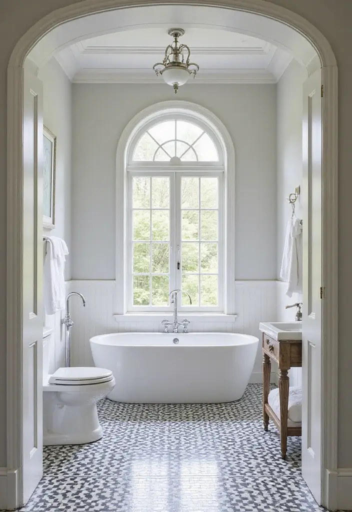 25 Bathrooms with Black & White Tile Floor That Feel Timeless 23 25 Bathrooms with Black & White Tile Floor That Feel Timeless - 23. Architectural Details