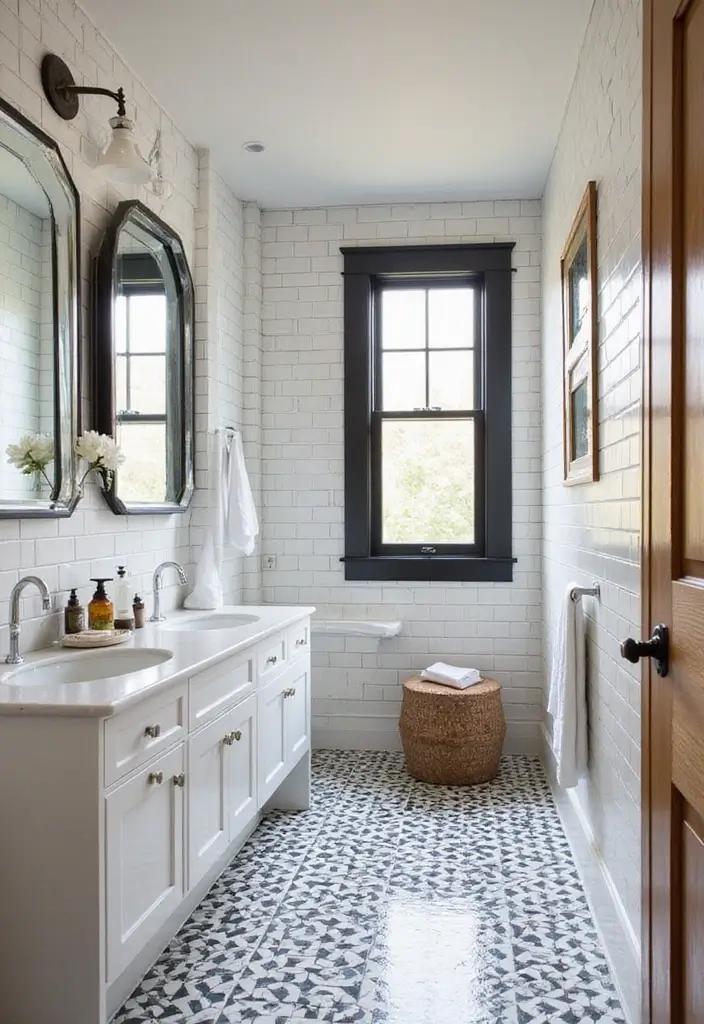25 Bathrooms with Black & White Tile Floor That Feel Timeless 4 25 Bathrooms with Black & White Tile Floor That Feel Timeless - 4. Subway Tiles: The Timeless Choice