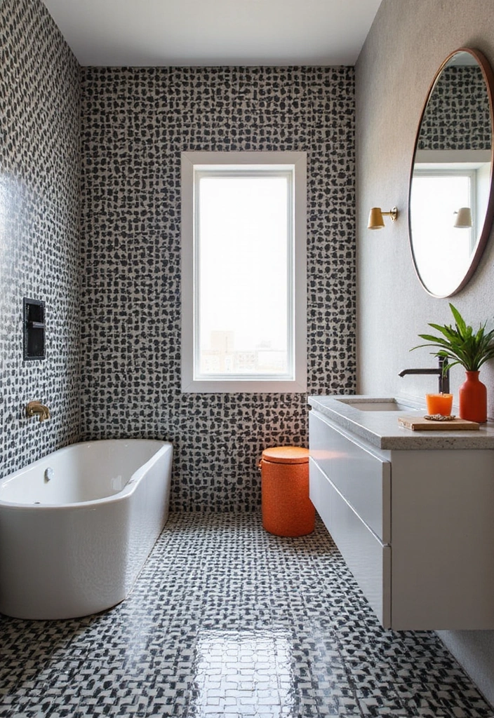 25 Bathrooms with Black & White Tile Floor That Feel Timeless 7 25 Bathrooms with Black & White Tile Floor That Feel Timeless - 7. The Classic Checkerboard Wall