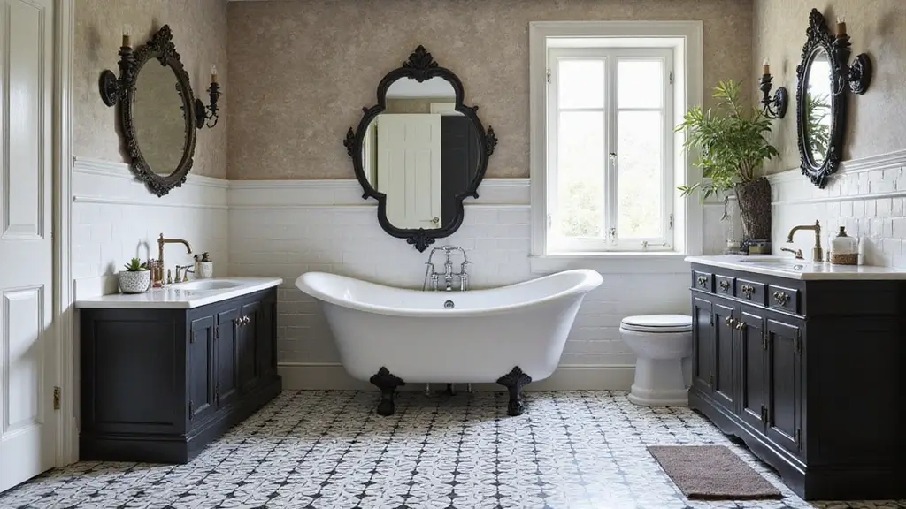 25 Bathrooms with Black & White Tile Floor That Feel Timeless