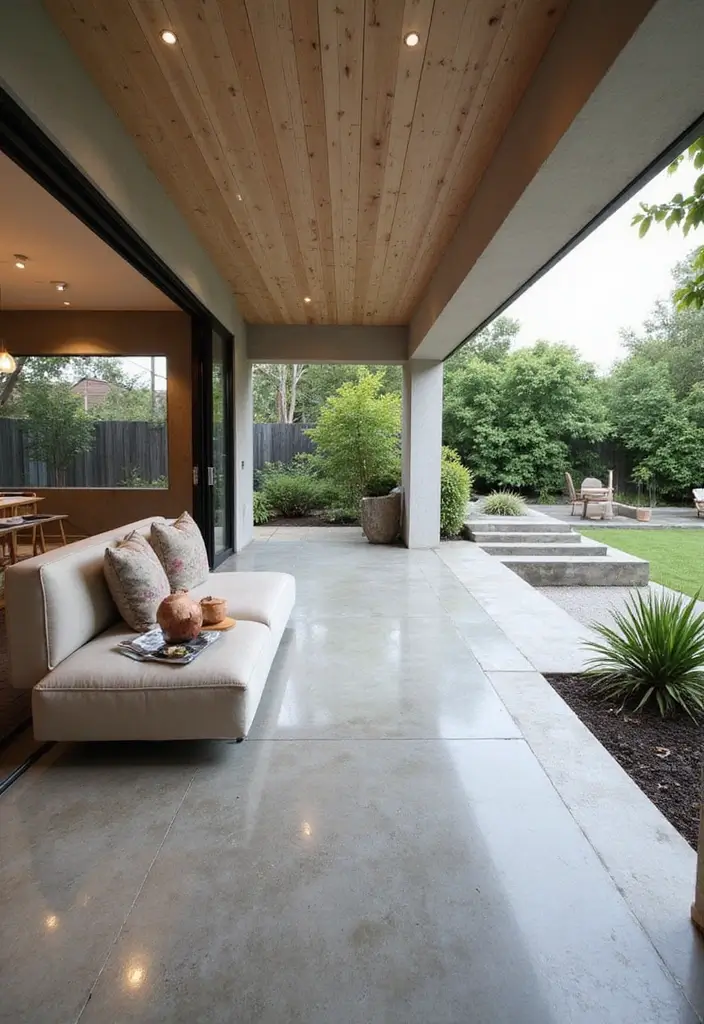 25 Concrete Floor Ideas That Are Industrial & Chic 13 25 Concrete Floor Ideas That Are Industrial & Chic - 13. Indoor-Outdoor Transition with Concrete