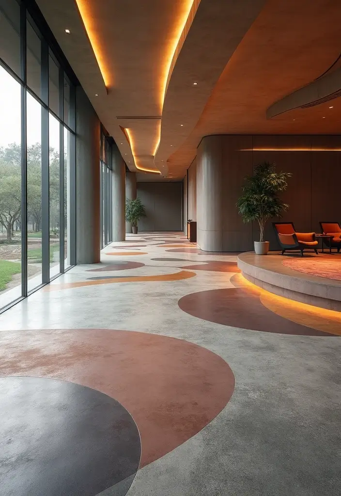 25 Concrete Floor Ideas That Are Industrial & Chic 19 25 Concrete Floor Ideas That Are Industrial & Chic - 19. Circular Concrete Flooring