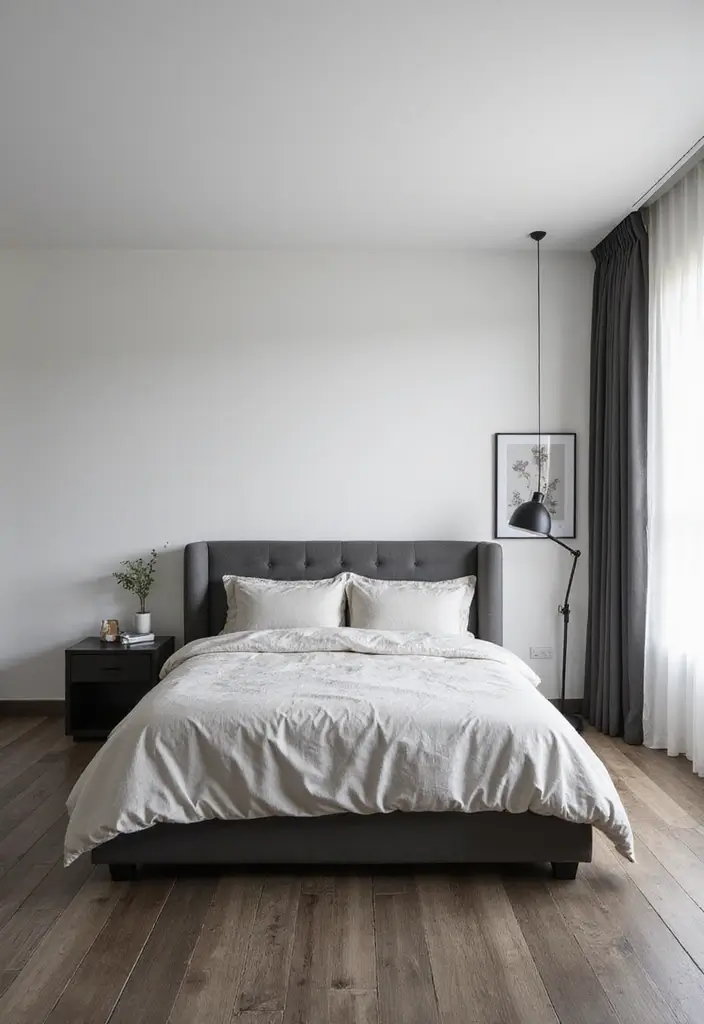 25 Dark Wooden Floor Bedroom Inspirations Full of Warmth 10 25 Dark Wooden Floor Bedroom Inspirations Full of Warmth - 10. Neutral Palettes with Dark Accents