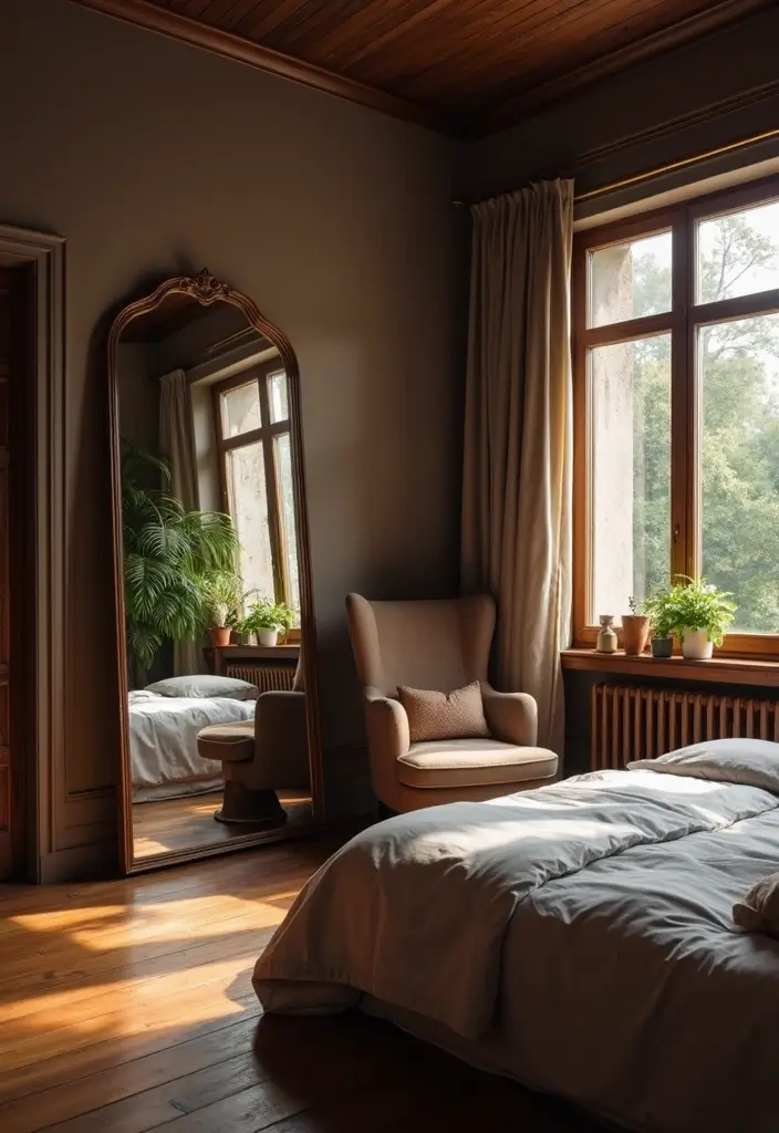 25 Dark Wooden Floor Bedroom Inspirations Full of Warmth 23 25 Dark Wooden Floor Bedroom Inspirations Full of Warmth - 23. Incorporating Mirrored Surfaces