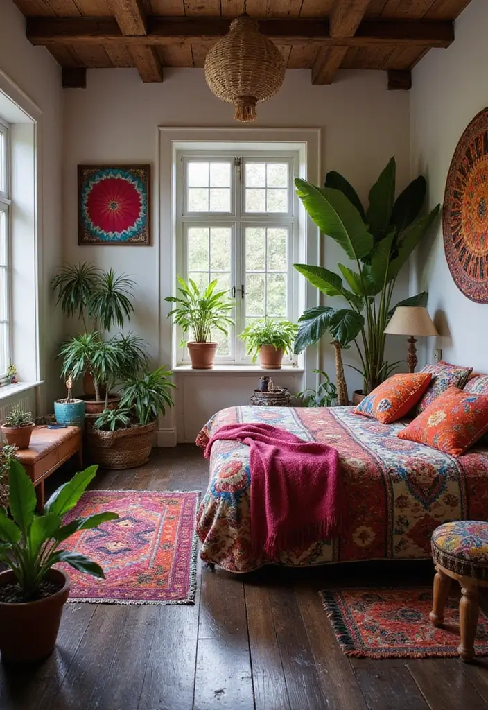25 Dark Wooden Floor Bedroom Inspirations Full of Warmth 3 25 Dark Wooden Floor Bedroom Inspirations Full of Warmth - 3. Bohemian Accents