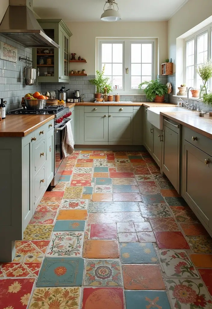25 Kitchen Floor Tile Ideas That Elevate Cooking Spaces 12 25 Kitchen Floor Tile Ideas That Elevate Cooking Spaces - 12. Eclectic Patchwork Tiles