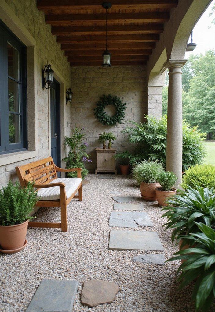25 Porch Floor Ideas That Boost Outdoor Charm 10 25 Porch Floor Ideas That Boost Outdoor Charm - 10. Pebble Stone
