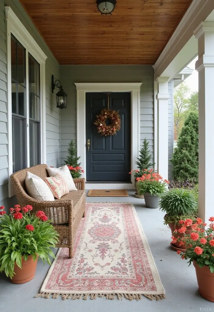 25 Porch Floor Ideas That Boost Outdoor Charm 11 25 Porch Floor Ideas That Boost Outdoor Charm - 11. Outdoor Rugs