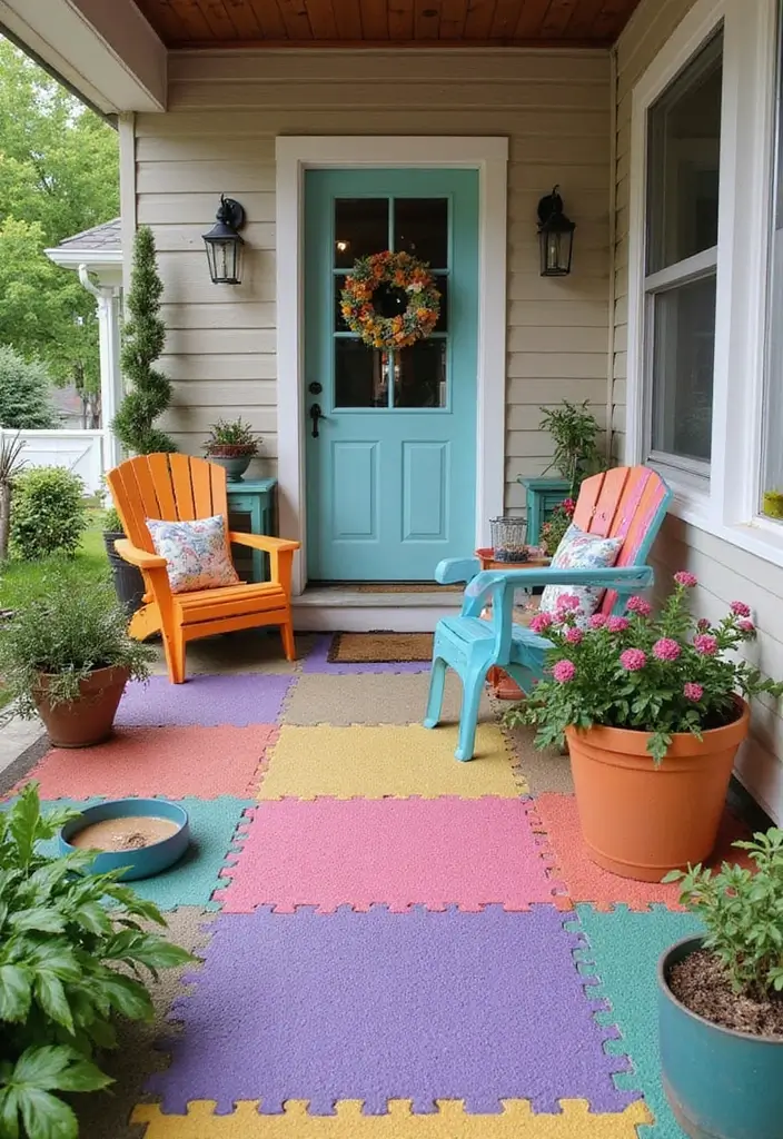 25 Porch Floor Ideas That Boost Outdoor Charm 15 25 Porch Floor Ideas That Boost Outdoor Charm - 15. Recycled Rubber Tiles