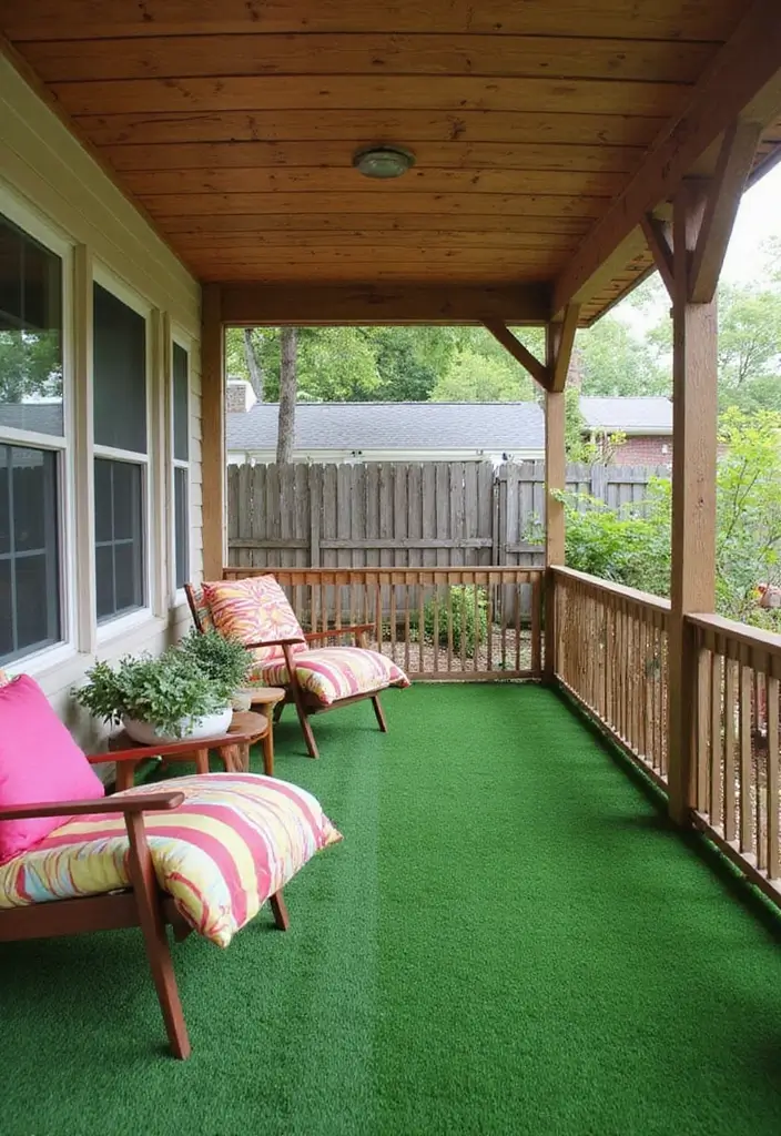 25 Porch Floor Ideas That Boost Outdoor Charm 9 25 Porch Floor Ideas That Boost Outdoor Charm - 9. Synthetic Turf