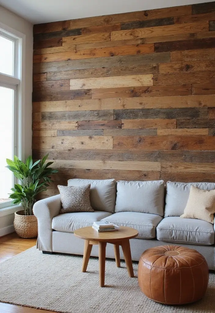 25 Wooden Floor Living Room Inspirations That Feel Inviting 10 25 Wooden Floor Living Room Inspirations That Feel Inviting - 10. Artful Accent Walls