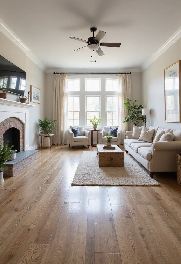 25 Wooden Floor Living Room Inspirations That Feel Inviting 4 25 Wooden Floor Living Room Inspirations That Feel Inviting - 4. Cozy Farmhouse Vibes