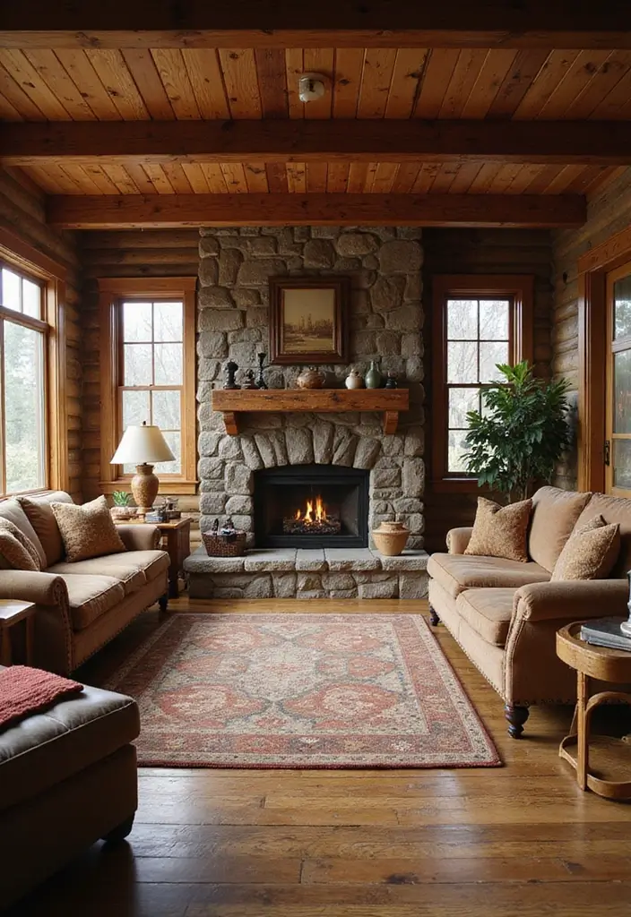 25 Wooden Floor Living Room Inspirations That Feel Inviting 9 25 Wooden Floor Living Room Inspirations That Feel Inviting - 9. Warm and Cozy Cabin Style