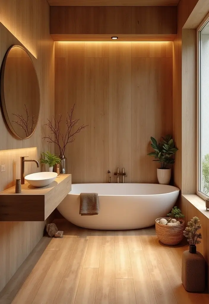 27 Bathroom Floor Tile Ideas That Feel Spa-Like 11 27 Bathroom Floor Tile Ideas That Feel Spa-Like - 11. Wood-Look Tiles for Warmth and Comfort