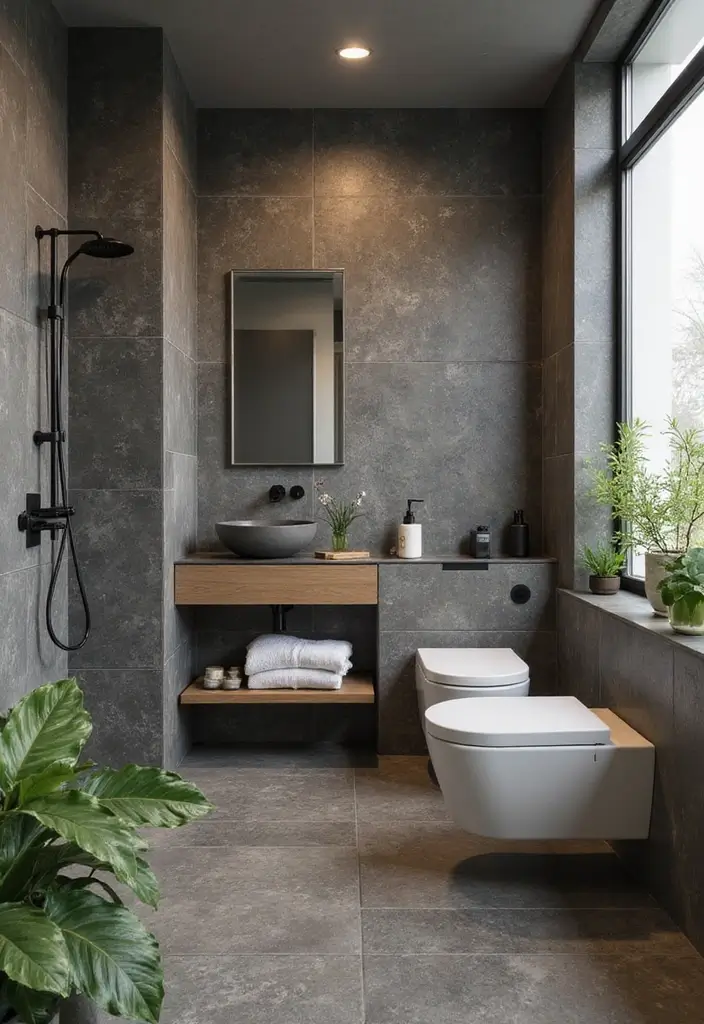 27 Bathroom Floor Tile Ideas That Feel Spa-Like 17 27 Bathroom Floor Tile Ideas That Feel Spa-Like - 17. Slate Tiles for a Natural Look