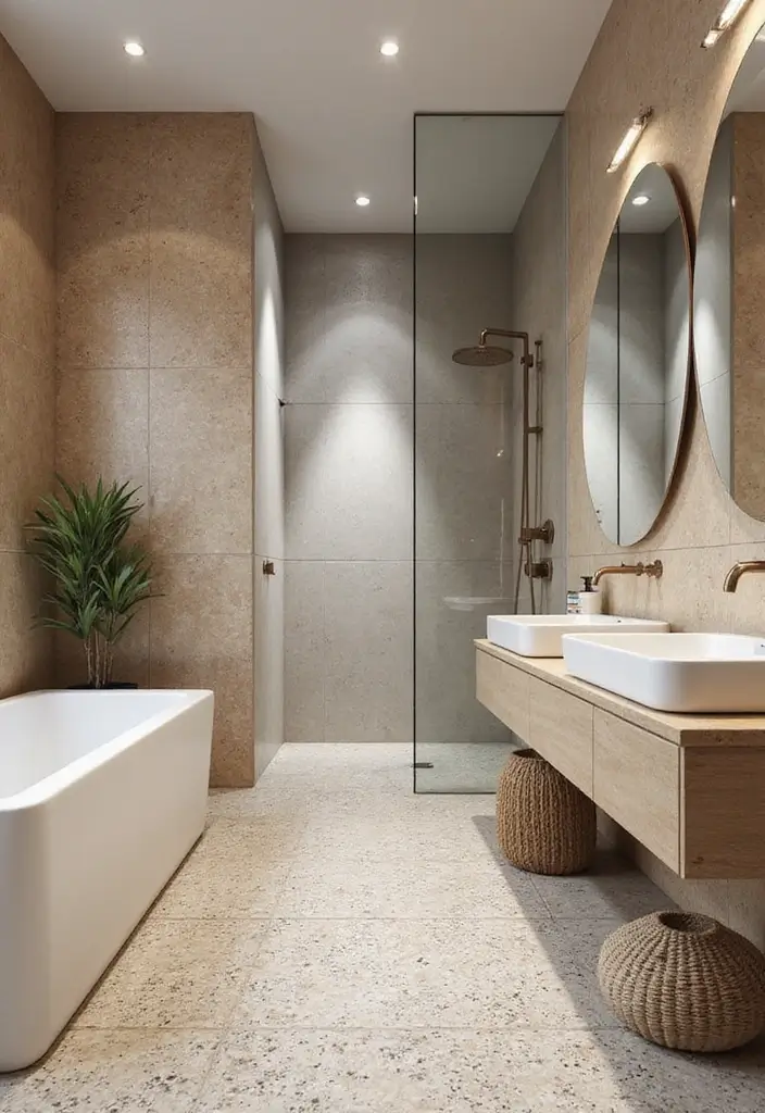 27 Bathroom Floor Tile Ideas That Feel Spa-Like 19 27 Bathroom Floor Tile Ideas That Feel Spa-Like - 19. Natural Terrazzo for Eco-Friendly Glam