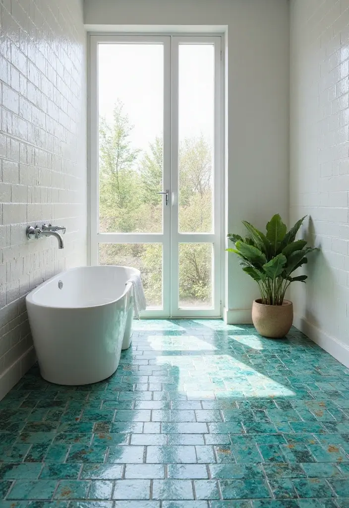 27 Bathroom Floor Tile Ideas That Feel Spa-Like 2 27 Bathroom Floor Tile Ideas That Feel Spa-Like - 2. Recycled Glass Tiles for Sustainability