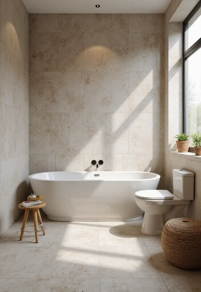 27 Bathroom Floor Tile Ideas That Feel Spa-Like 20 27 Bathroom Floor Tile Ideas That Feel Spa-Like - 20. Textured Tiles for Enhanced Depth