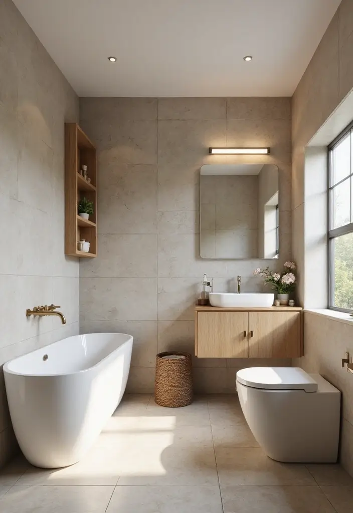 27 Bathroom Floor Tile Ideas That Feel Spa-Like 21 27 Bathroom Floor Tile Ideas That Feel Spa-Like - 21. Eco-Friendly Porcelain for Stylish Durability