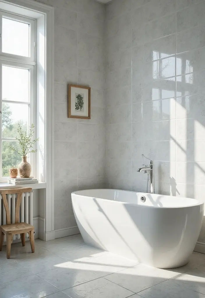 27 Bathroom Floor Tile Ideas That Feel Spa-Like 23 27 Bathroom Floor Tile Ideas That Feel Spa-Like - 23. Shiny Glazed Tiles for Brightness