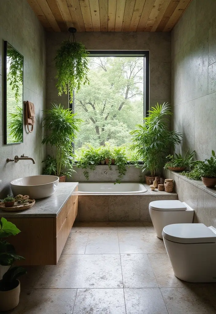 27 Bathroom Floor Tile Ideas That Feel Spa-Like 25 27 Bathroom Floor Tile Ideas That Feel Spa-Like - 25. Biophilic Design with Natural Elements