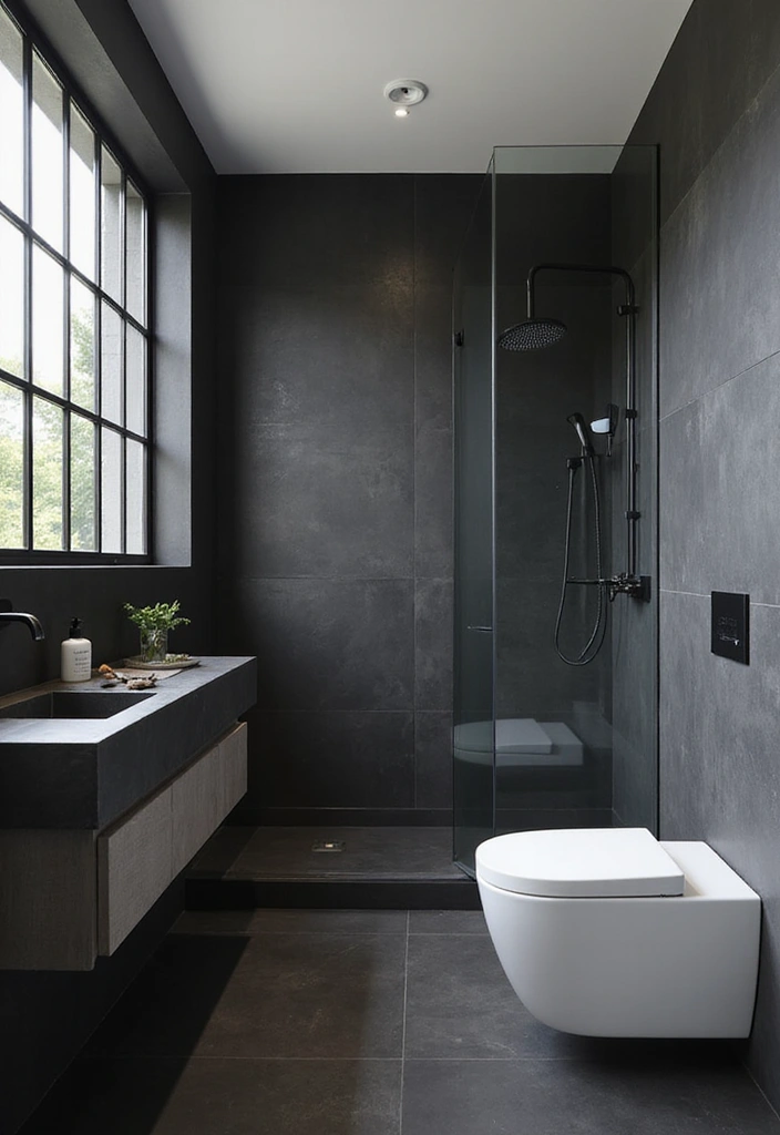 27 Bathroom Floor Tile Ideas That Feel Spa-Like 6 27 Bathroom Floor Tile Ideas That Feel Spa-Like - 6. Matte Black Tiles for Bold Statements