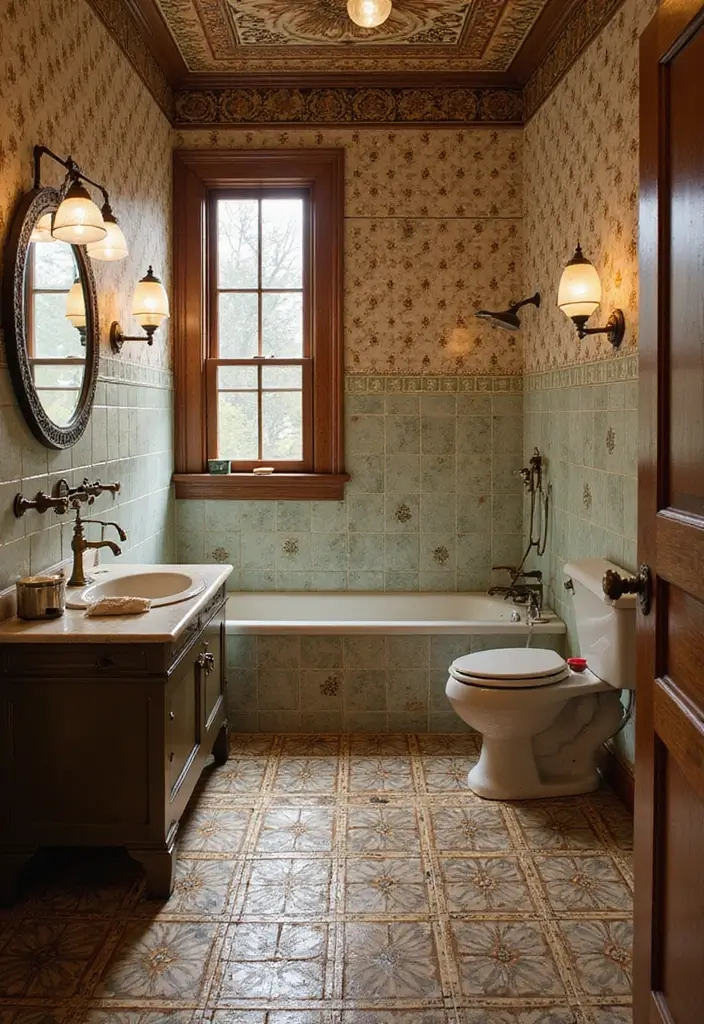 27 Bathroom Floor Tile Ideas That Feel Spa-Like 7 27 Bathroom Floor Tile Ideas That Feel Spa-Like - 7. Vintage-Inspired Tiles for Timeless Charm