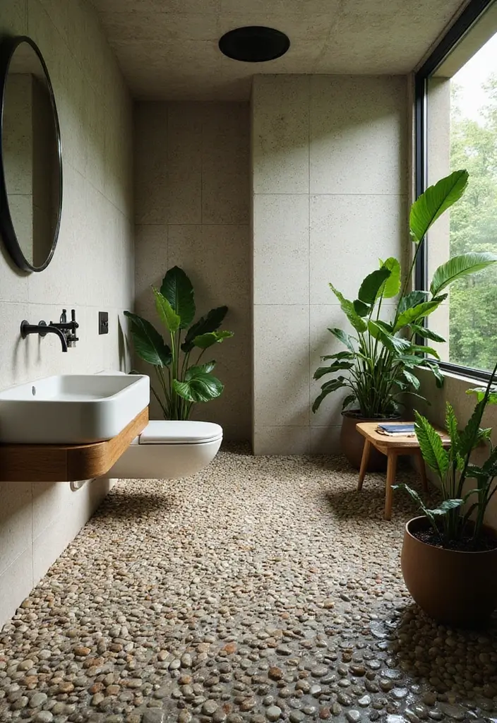 27 Bathroom Floor Tile Ideas That Feel Spa-Like 9 27 Bathroom Floor Tile Ideas That Feel Spa-Like - 9. Pebble Tiles for an Organic Spa Experience