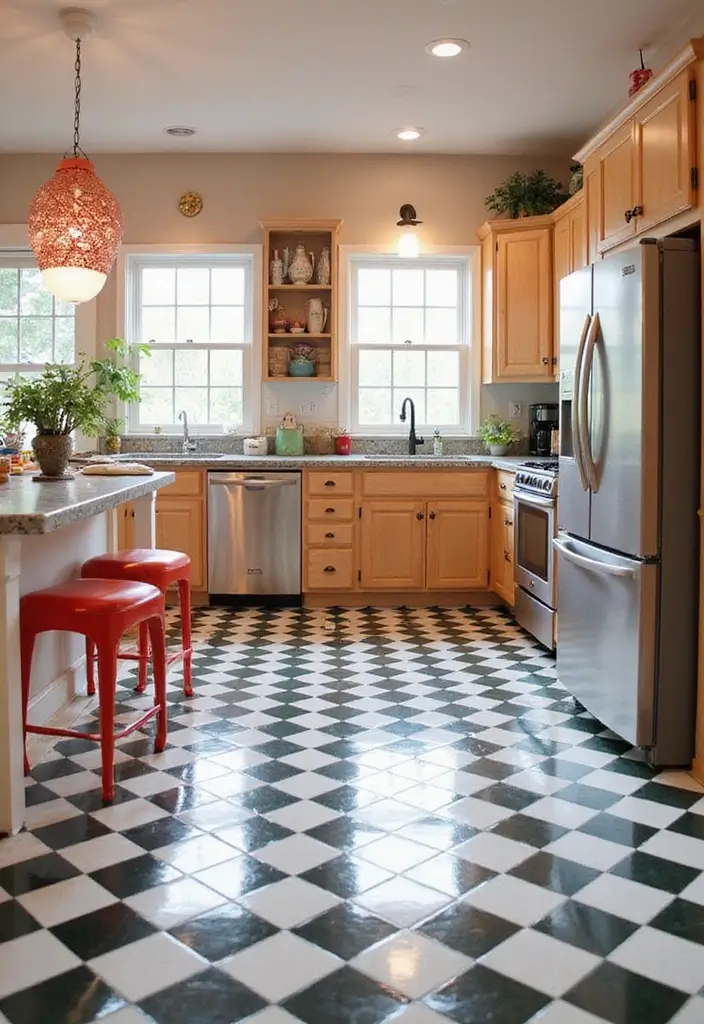 27 Epoxy Floor Designs That Shine With Modern Vibes 18 27 Epoxy Floor Designs That Shine With Modern Vibes - 18. Classic Checkerboard Patterns
