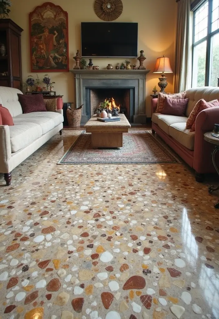27 Epoxy Floor Designs That Shine With Modern Vibes 8 27 Epoxy Floor Designs That Shine With Modern Vibes - 8. Epoxy Floors with Embedded Elements