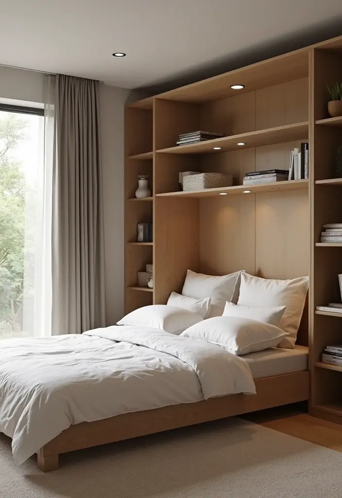 27 Floor Bed Ideas That Feel Cozy & Minimalist 11 27 Floor Bed Ideas That Feel Cozy & Minimalist - 11. Multi-Functional Murphy Bed