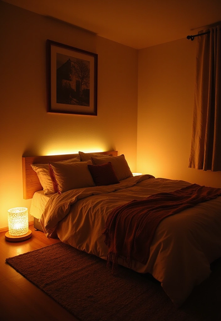27 Floor Bed Ideas That Feel Cozy & Minimalist 20 27 Floor Bed Ideas That Feel Cozy & Minimalist - 20. Cozy Under-Bed Lighting