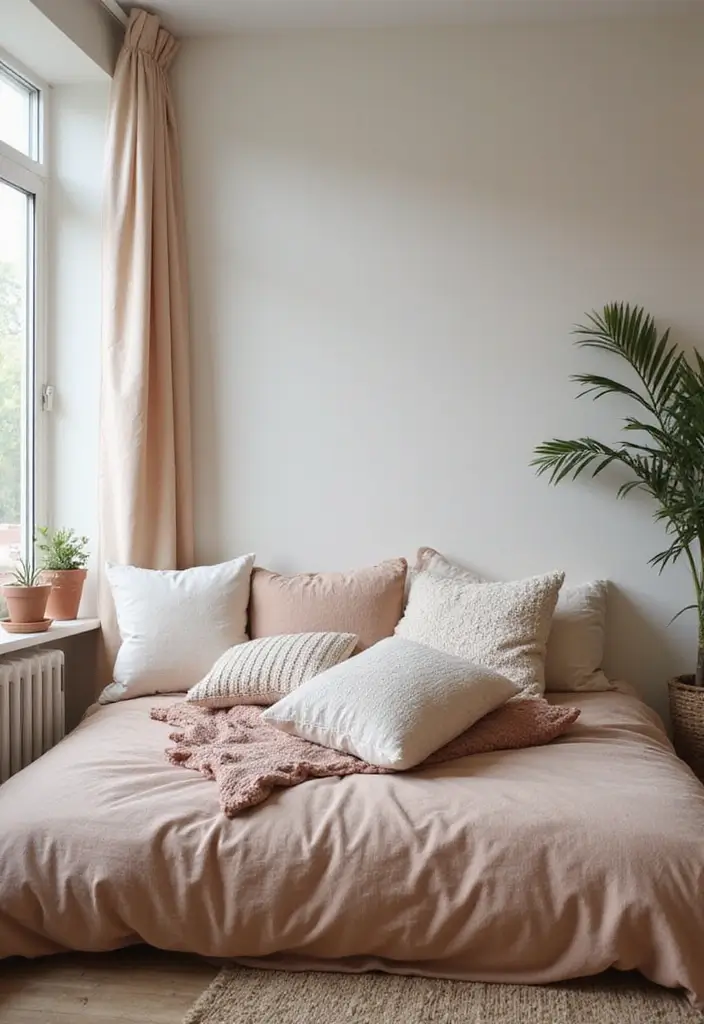 27 Floor Bed Ideas That Feel Cozy & Minimalist 9 27 Floor Bed Ideas That Feel Cozy & Minimalist - 9. Soft Layered Bedding