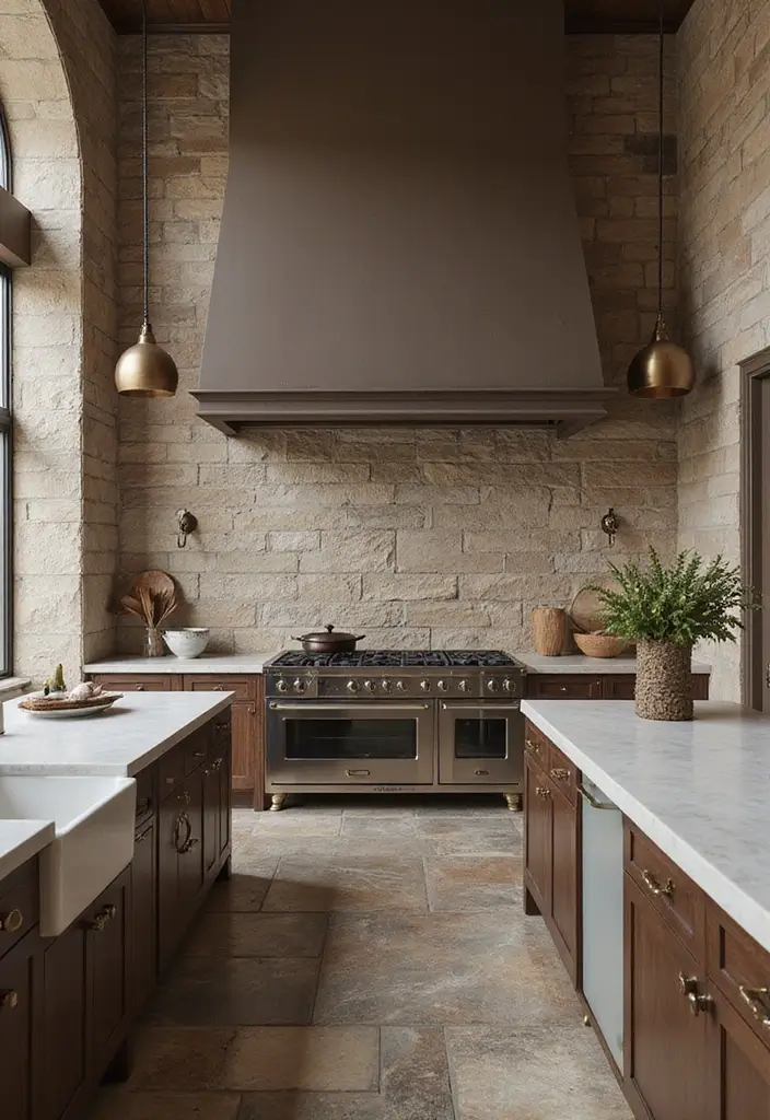 27 Kitchen Floor Tile Designs That Make Cooking Spaces Shine 11 27 Kitchen Floor Tile Designs That Make Cooking Spaces Shine - 11. Natural Stone Slate Tiles: Textured Elegance