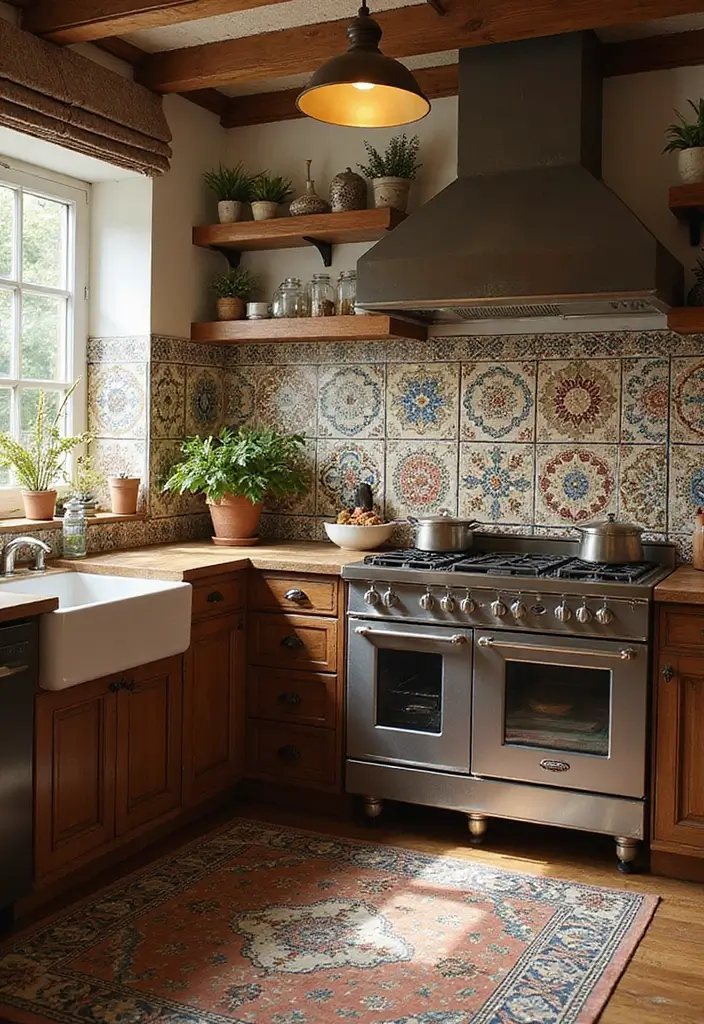 27 Kitchen Floor Tile Designs That Make Cooking Spaces Shine 13 27 Kitchen Floor Tile Designs That Make Cooking Spaces Shine - 13. Vintage Ceramic Tiles: Timeless Appeal