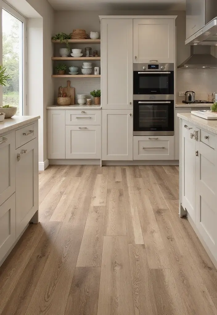 27 Kitchen Floor Tile Designs That Make Cooking Spaces Shine 17 27 Kitchen Floor Tile Designs That Make Cooking Spaces Shine - 17. Wood-Look Tiles: Natural Aesthetic with Durability