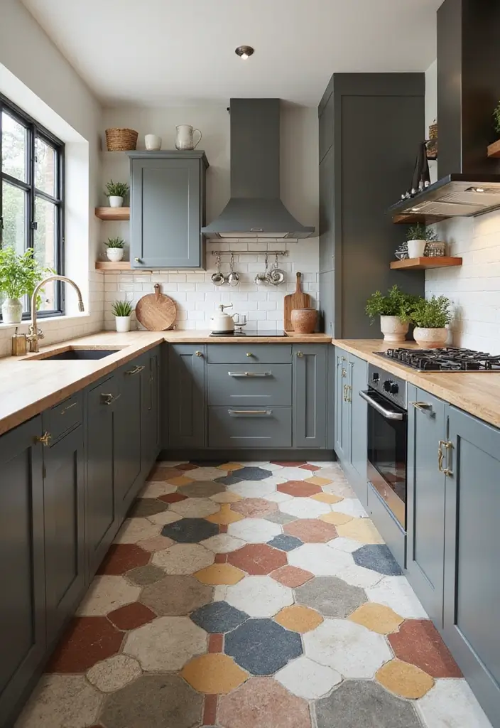 27 Kitchen Floor Tile Designs That Make Cooking Spaces Shine 4 27 Kitchen Floor Tile Designs That Make Cooking Spaces Shine - 4. Hexagonal Ceramic Tiles: Trendy Geometric Patterns