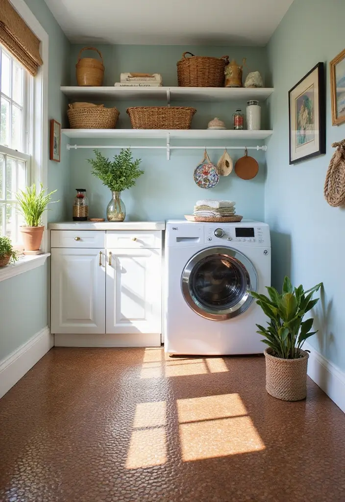 27 Penny Floor Inspirations That Look Unique & Creative 11 27 Penny Floor Inspirations That Look Unique & Creative - 11. Penny Floor in a Laundry Room