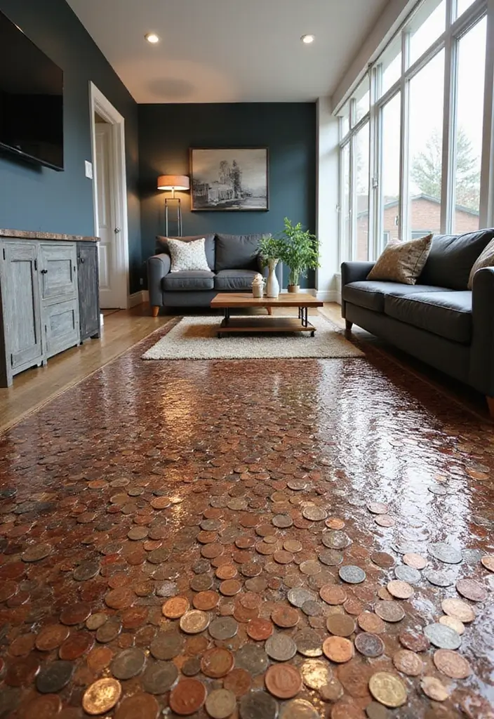 27 Penny Floor Inspirations That Look Unique & Creative 12 27 Penny Floor Inspirations That Look Unique & Creative - 12. Artistic Installation Techniques