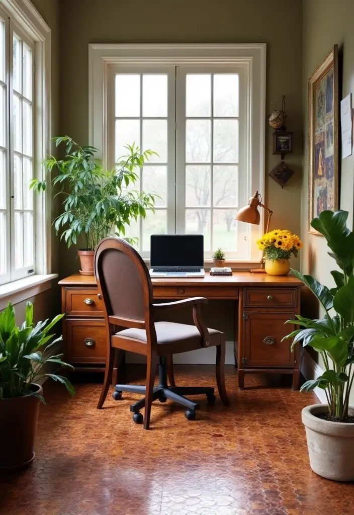 27 Penny Floor Inspirations That Look Unique & Creative 14 27 Penny Floor Inspirations That Look Unique & Creative - 14. Penny Floor in a Home Office