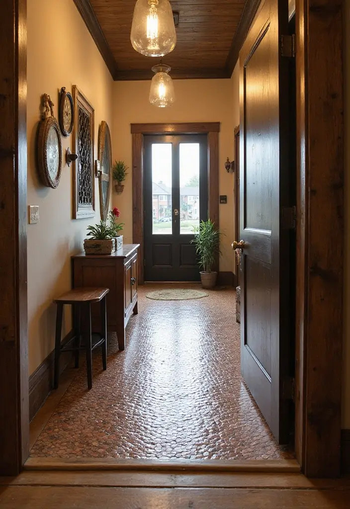 27 Penny Floor Inspirations That Look Unique & Creative 17 27 Penny Floor Inspirations That Look Unique & Creative - 17. Penny Floors in High-Traffic Areas