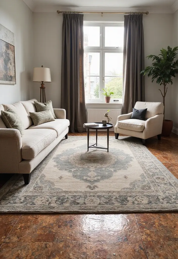 27 Penny Floor Inspirations That Look Unique & Creative 18 27 Penny Floor Inspirations That Look Unique & Creative - 18. Penny Floors and Area Rugs