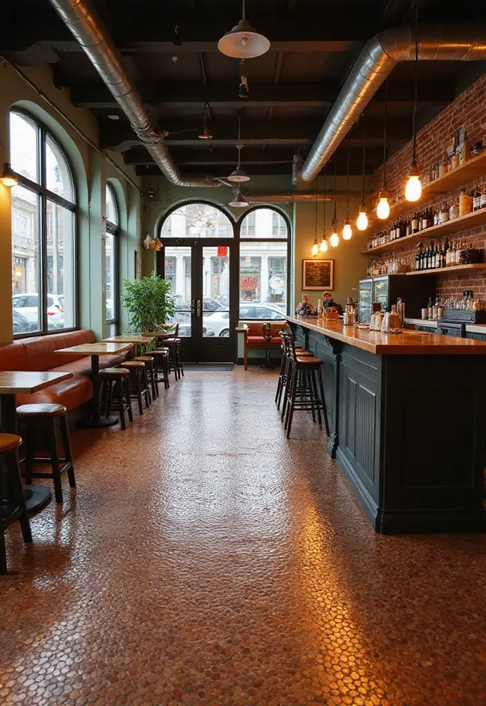 27 Penny Floor Inspirations That Look Unique & Creative 21 27 Penny Floor Inspirations That Look Unique & Creative - 21. Penny Floors in Commercial Spaces